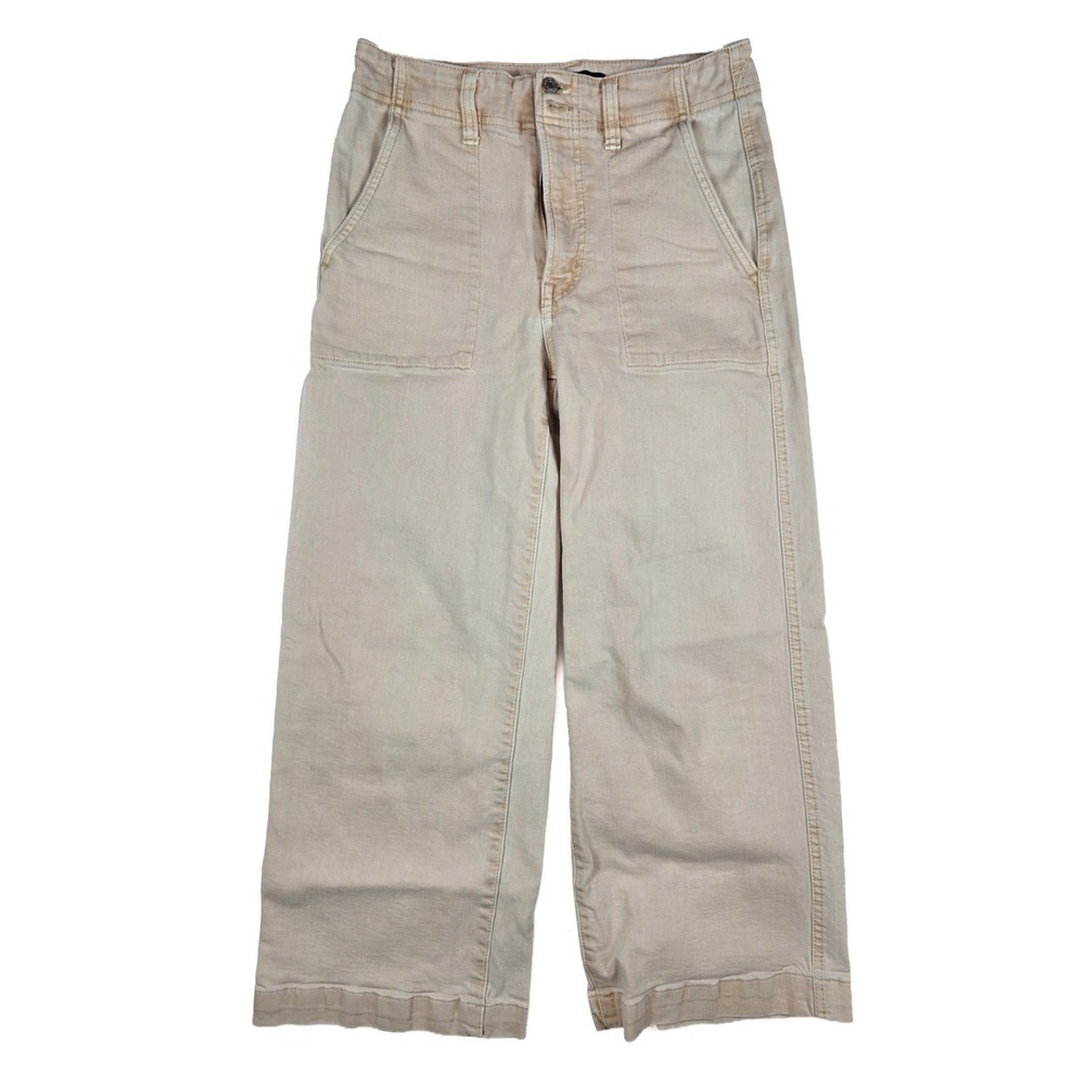 Gap Khaki Peach Toned High-Rise Wide Leg Cropped Jeans Women's Size 4